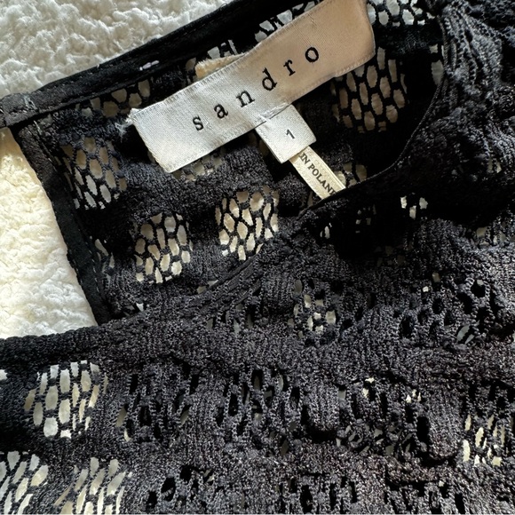 Sandro knit mini with floral lace insets and sleeves EUC - Picture 2 of 8